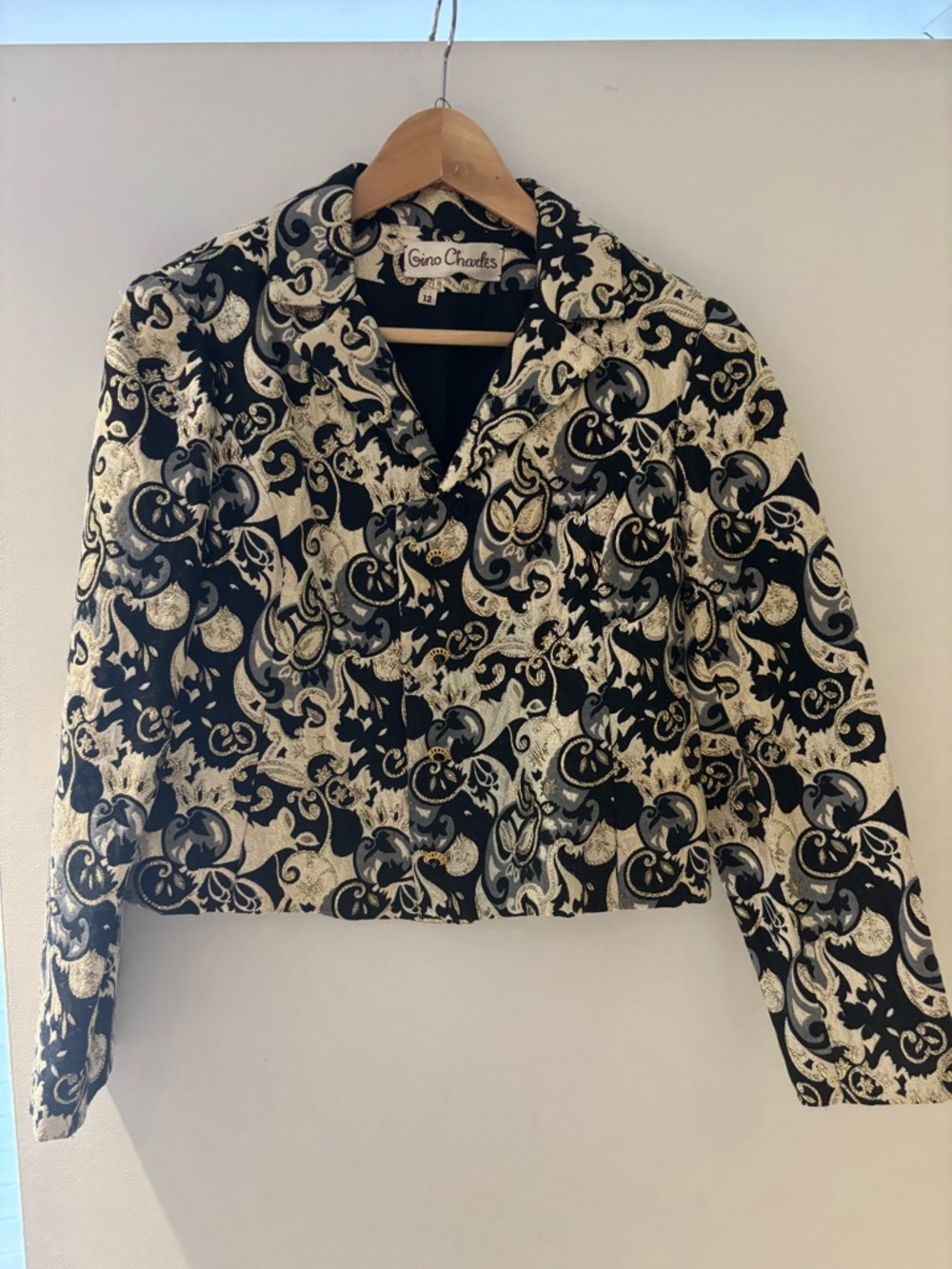 Vintage 1960s Black & Gold Brocade Women's Jacket